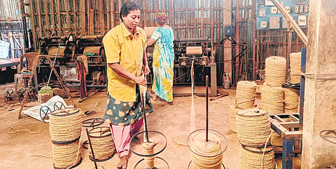 Workers seek a rope of hope in India's coir production hub, Alappuzha 