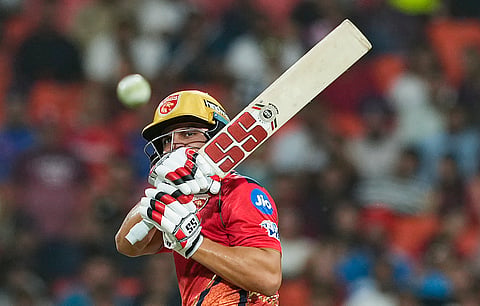 Punjab Kings batter Ashutosh Sharma plays a shot during the IPL 2024 cricket match between Punjab Kings and Mumbai Indians on April 18, 2024. 