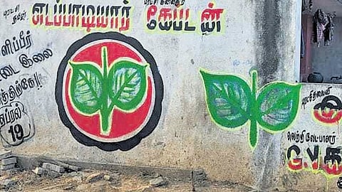 While most of the walls in the villages were seen empty, some of them had the names and symbols of AIADMK and PMK candidates