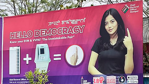 Posters by Election Commission in Manipur ahead of Lok Sabha polls.