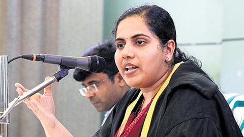 Thiruvananthapuram Mayor Arya Rajendran speaks in the Corporation Council meeting on Tuesday 
