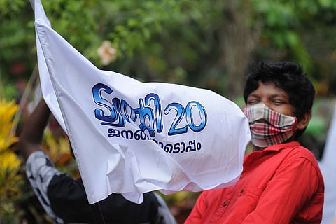 A young supporter of apolitical outfit Twenty20 in Kizhakkambalam -