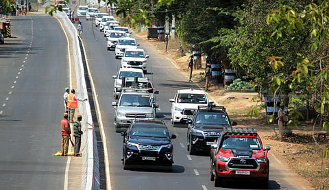 Security convoy vehicle rehearsal held at Abdullapuram Airport ahead of PM Narendra Modi's campaign in Vellore 
