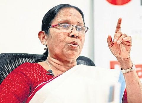 Former minister and LDF candidate from Vadakara, KK Shailaja. 