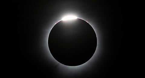 The "diamond ring" effect is seen during a total solar eclipse across North America, in Magog, Quebec, Canada, on April 8, 2024. 