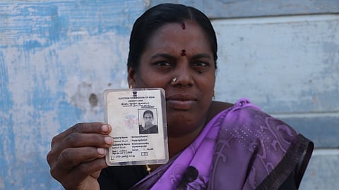  K Senthamizhselvi with her voter id card