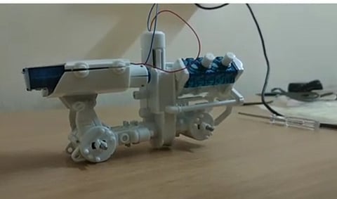 The prototype of the Magnesium - Copper / Cupric Oxide fuel cell being used in a toy car. 