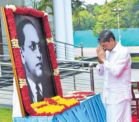 Governor RN Ravi pays homage to Ambedkar at Raj Bhavan 
