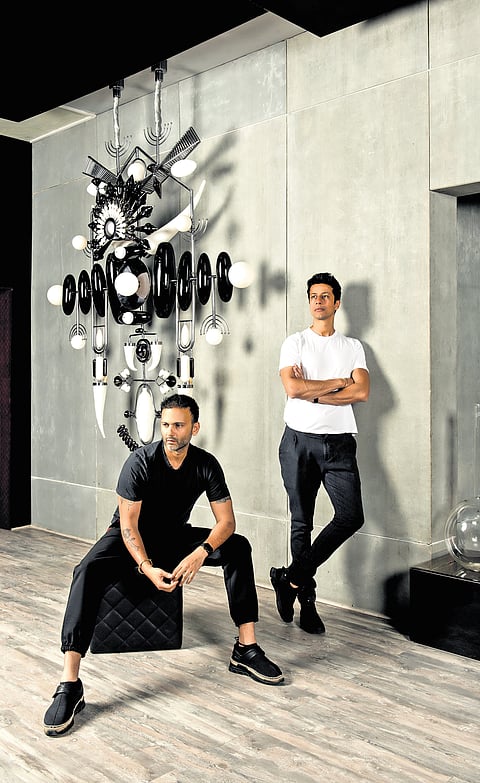 Prateek Jain (l) and Gautam Seth; (left) collektklove store