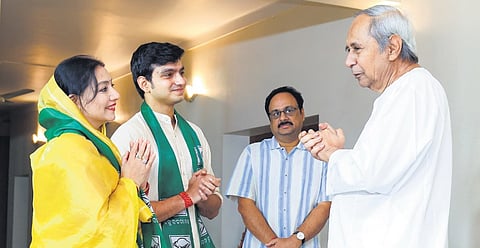 Arundhati Ganga Deb, son Naman meeting Chief Minister Naveen Patnaik on Tuesday 