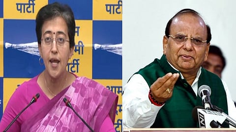 Delhi water minister Atishi ( L), Lieutenant Governor VK Saxena  (R)