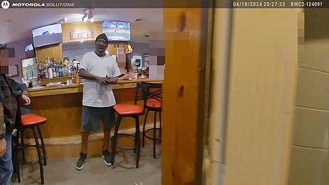 This image, taken from Canton Police body camera video, shows 53-year-old Frank E. Tyson on Thursday, April 18, 2024, in Canton, Ohio.