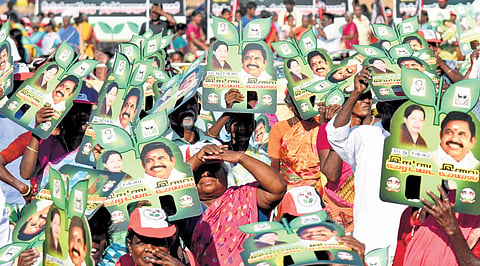 Crowd gathered for Edappadi K Palaniswami’s campaign meeting in Tiruchy