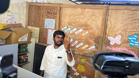 Tamil Nadu BJP state president K Annamalai casts his votes in the Karur district. 
