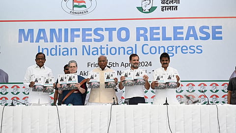 Congress Party releases its manifesto for the 2024 Lok Sabha elections, at AICC headquarters in  New Delhi. 