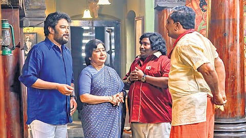 Sundar C on the sets of Aranmanai 4