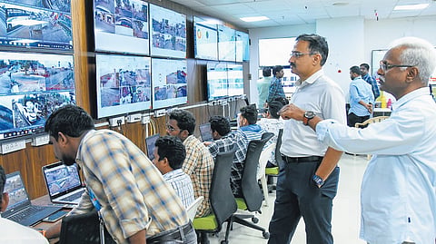 CEO Mukesh Kumar Meena inspects the Integrated Command Control Centre 