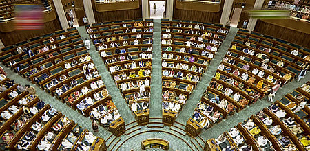 Lok Sabha during a special session at the Parliament House in New Delhi.