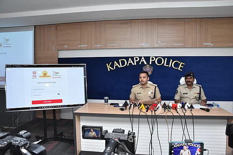 Kadapa Police launching the Election Mitra tool. 