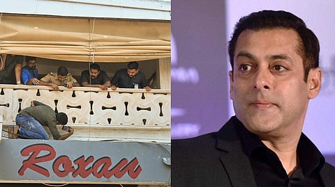 Mumbai Police and Forensic team officials at actor Salman Khan's residence at Bandra after two motorbike-borne unidentified persons opened fire outside his residence.