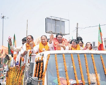 Jual and BJP’s candidates from three Assembly seats on way to file their nomination papers 