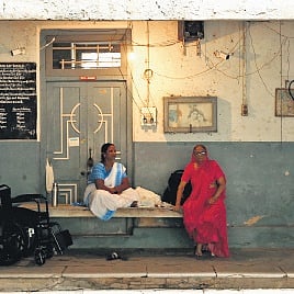 An ASHA worker at a polling booth in Hyderabad 