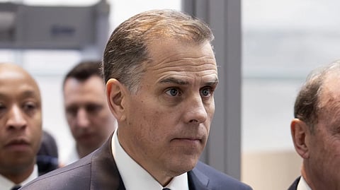 Hunter Biden arrives at the O’Neill House Office Building for a closed-door deposition on Capitol Hill in Washington, Feb. 28, 2024. 