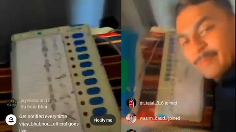 Screen grabs from the livestream by  BJP leader's son after taking control of a polling booth in Gujarat's Mahisagar district.
