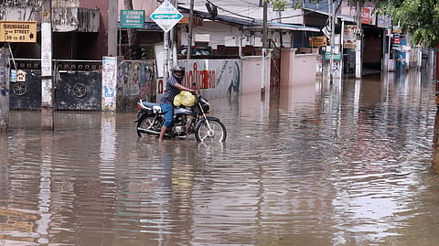 The capital experienced flooding in several areas due to heavy showers on Sunday. A scene from Attakulangara-Manacadu road in Thiruvananthapuram.