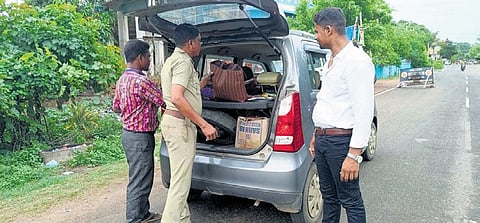 Vehicles being checked by police as a security measure ahead of last phase elections