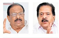KPCC president K Sudhakaran and Ramesh Chennithala MLA