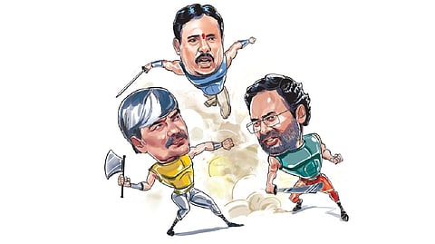 
From left, T Padma Rao Goud, 
Danam Nagender and G Kishan Reddy