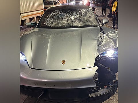 The mangled remains of the Porsche driven by the 17-year-old. 
