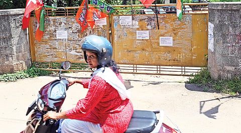 The ground near Kudappanakunnu, where the driving test was slated to be held on Friday, remains locked by the trade union 