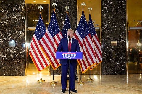 Former President Donald Trump speaks during a news conference at Trump Tower, Friday, May 31, 2024, in New York. 