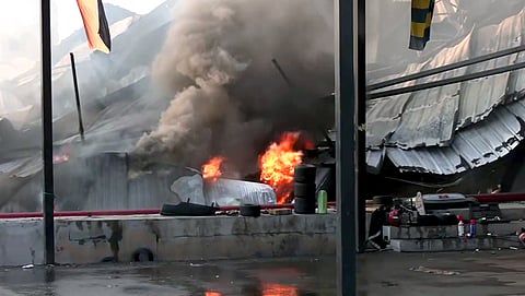A massive fire breaks out at the TRP game zone in Rajkot on Saturday, May 25, 2024.