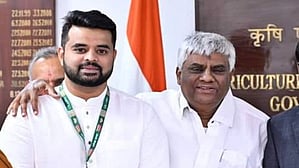 Prajwal Revanna with father HD Revanna. 