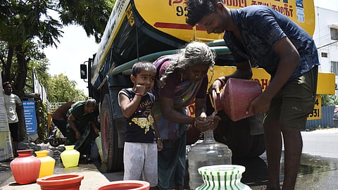 The Coimbatore City Municipal Corporation (CCMC) has started supplying drinking water in tanker trucks to areas where the water supply has been increased. (for Aravind Rajs story). 