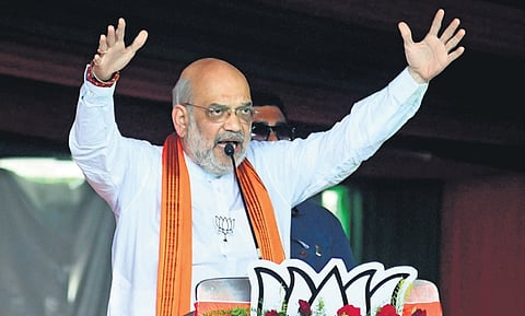 Amit Shah at Ara in Bihar’s Bhojpur on Friday.