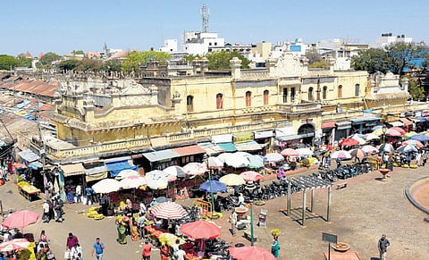 A view of heritage Devaraja Market and Lansdowne building in Mysuru  