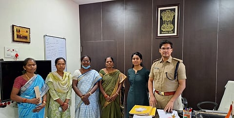 Paderu Sub Collector P Dhatri Reddy and Chintapalli ASP K Pratap Siva Kishore felicitate ICDS and police staff for rescuing a from child marriage.