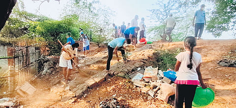 From May first week, the group, comprising people of all age groups, began cleaning the area around the lake that was littered with alcohol bottles and household waste