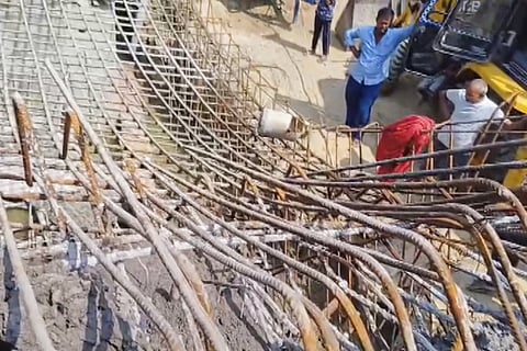 A portion of the under-construction bridge after it collapsed, in Motihari district of Bihar, Sunday, June 23, 2024. Image used for representation.