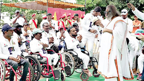 60 specially-abled athletes participate 
in a Wheelchair Cricket Tournament