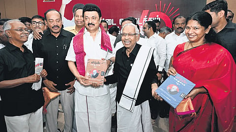 Newly-elected MPs with Stalin and other political leaders