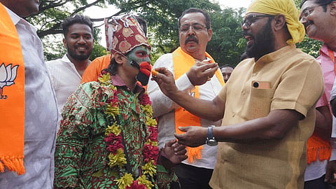 Supporters of various political parties seen celebrating their party's performance in the 2024 Lok Sabha elections.