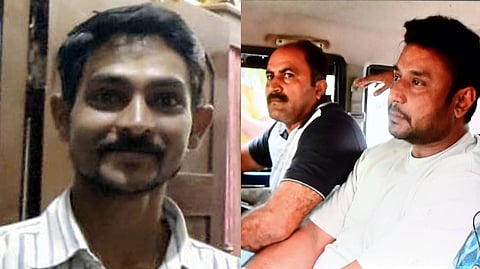The victim Renukaswamy (R), Actor  Darshan Thoogudeepa