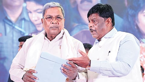 Chief Minister Siddaramaiah and Social Welfare Minister 
Dr HC Mahadevappa