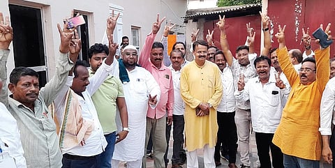BJP leader Bhratruhari Mahtab celebrates victory with supporters in Cuttack