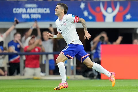 Christian Pulisic of the United States celebrates after scoring his side's opening goal against Bolivia during a Copa America 